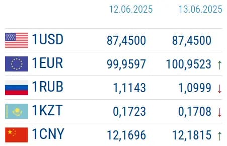 Euro costs more than 100 soms, the ruble has fallen. Currency rates for June 13