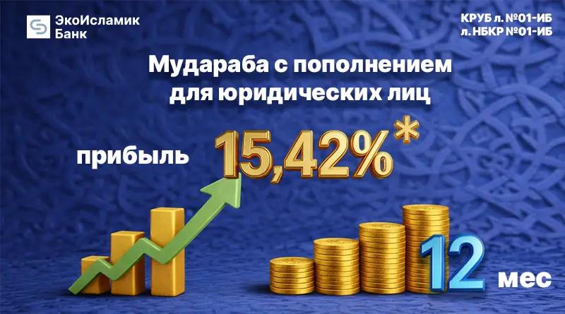 Откройте инвестиционный исламский депозит для юридических лиц — доходностью до 15.42% годовых