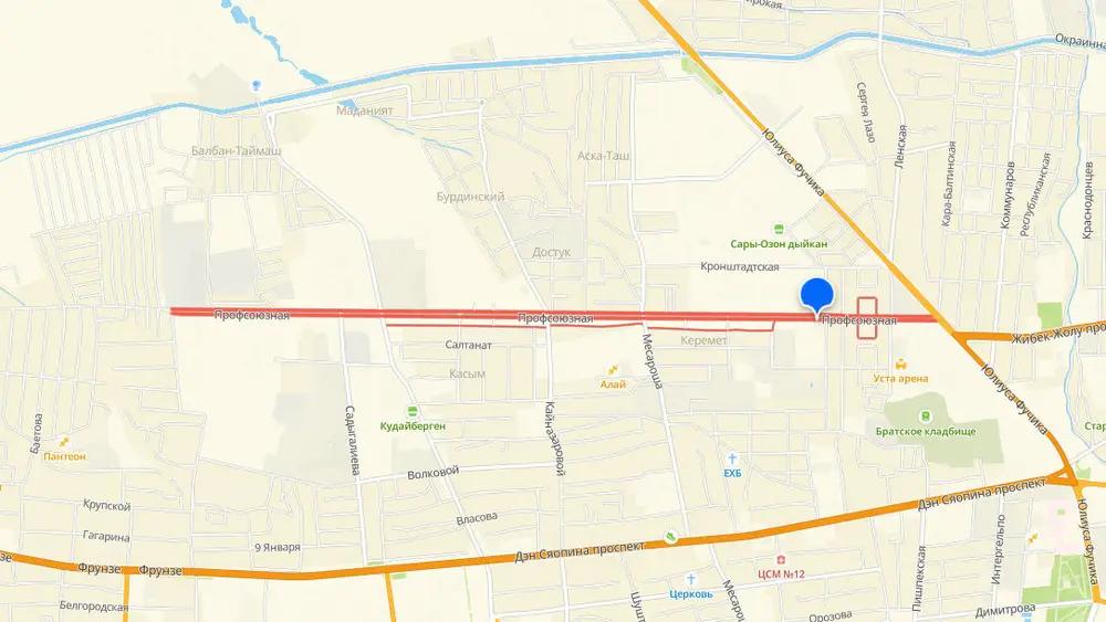 Бишкекте Профсоюз көчөсүнүн 8.5 чакырым жолунун курулушу жүрүп жатат