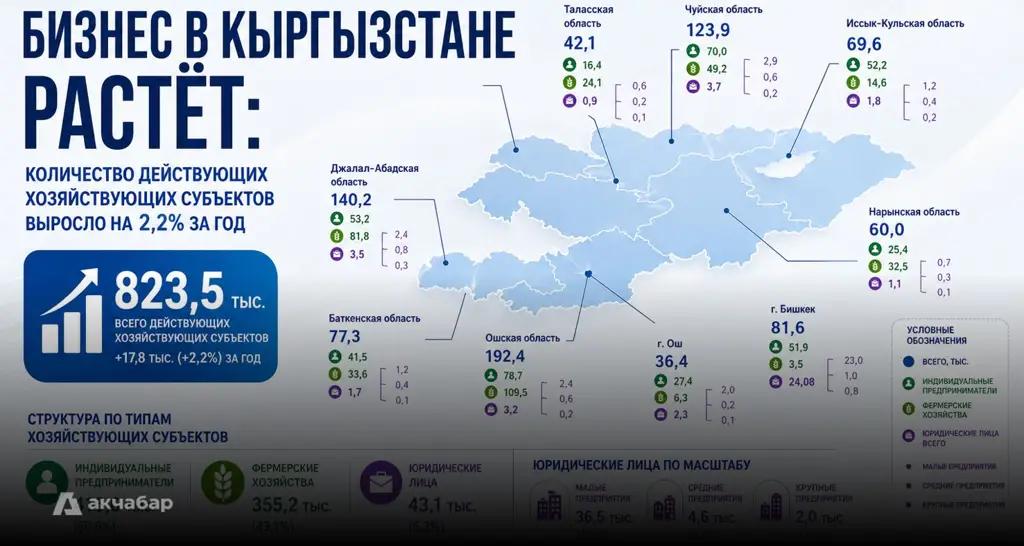 Количество действующих бизнесов в Кыргызстане увеличилось на 17.8 тысячи