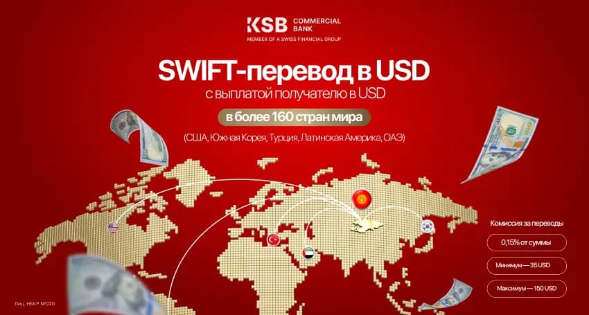 Swift-переводы в долларах США с выплатой получателю в долларах США в более 160 стран мира