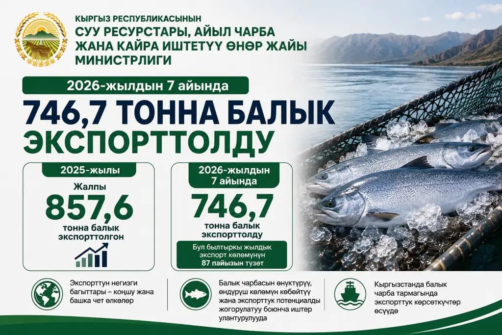 Акыркы 7 айда 746.7 тонна балык экспорттолду